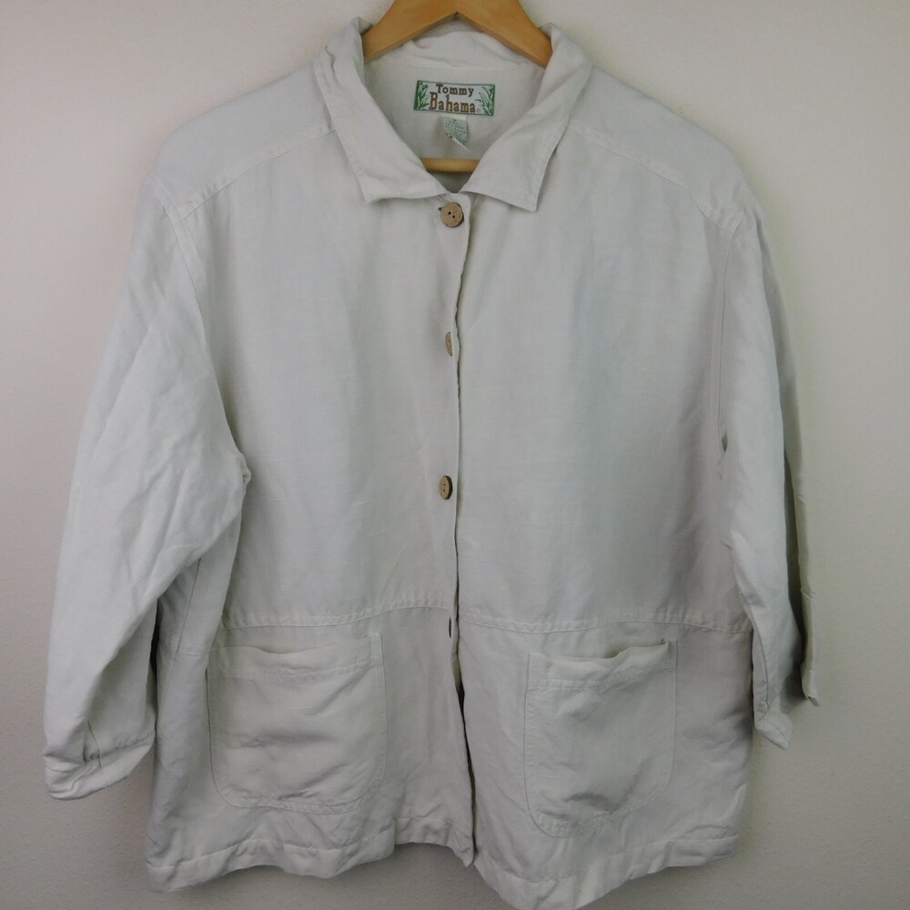 Tommy Bahama Jacket Womens Medium Beige Hemp Silk Rayon Blazer